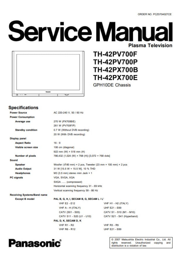 GPH10DE_TH-42PV700F, TH-42PV700P, TH-42PX700B, TH-42PX700E